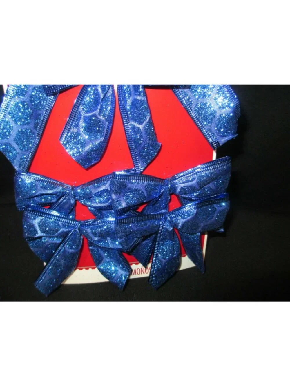 6 Royal Blue Wire Edge Glitter Mini Bow Set Christmas Gift  Wreath Package